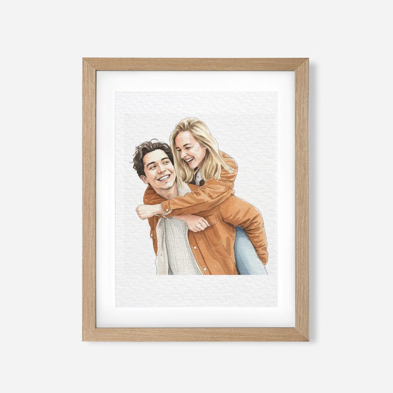 Custom Hand-Drawn Painting from photo, Custom Watercolor Family Portrait from photo, Custom Mother Father gift, Gift from Daugther