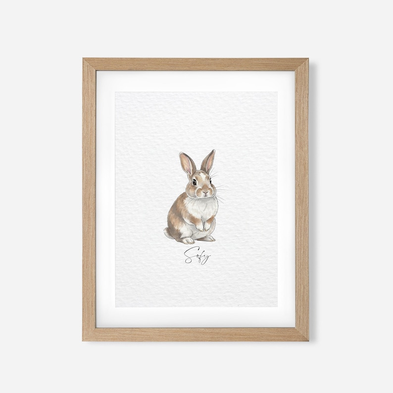 Custom Rabbit Portrait, Pet Portrait, Custom Bunny Portrait, Pet Memorial, Rabbit Lover Gift, Personalized Rabbit Painting, Rabbit Print