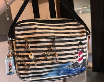 Lighthouse Purse, Crossbody Purse, Hand Painted Purse