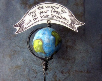 Paper Mache Keepsake: Miniature Papier Mache Globe Note & Photo Holder MADE to ORDER
