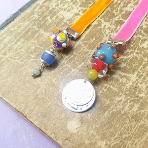 Beaded Velvet Ribbon Fancy Bookmarks: Extra Terrestrial