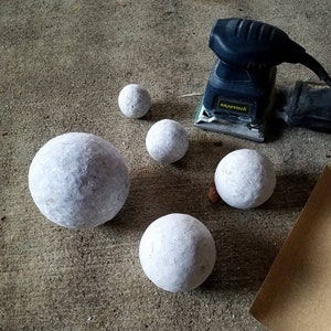 Paper Mache Balls: Rustic Decorative Recycled Paper Nesting Spheres Set of Five in Crackled Cream READY to SHIP image 9