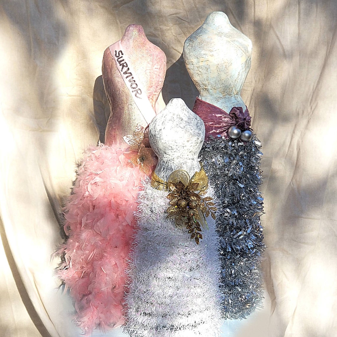 Rustic Paper Mache Tabletop Mannequin Christmas Trees Etsy