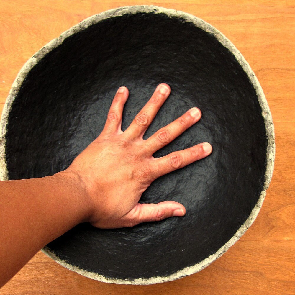 Paper Mache Bowl Handmade Recycled Black and White Polka Dot Etsy