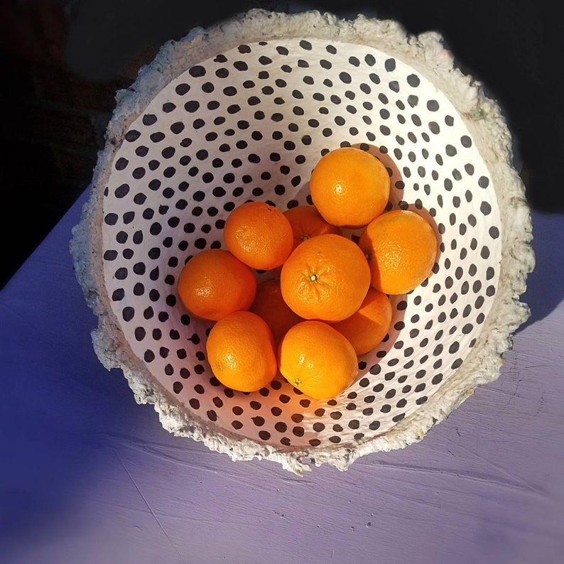 Polka Dot Rustic Paper Mache Fruit Bowl: Letty MADE to ORDER image 4