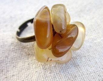 Ring: Chunky Agate Wired, Caramel Chew