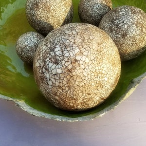 Paper Mache Balls: Rustic Decorative Recycled Paper Nesting Spheres Set of Five in Crackled Cream READY to SHIP image 7