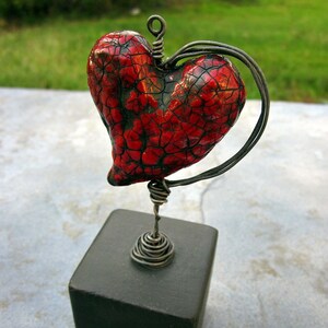 Paper Mache Keepsake: Miniature Tabletop Papier Mache Heart Note & Photo Holder, My Heart is Yours MADE to ORDER image 2