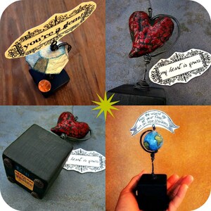 Paper Mache Keepsake: Miniature Tabletop Papier Mache Heart Note & Photo Holder, My Heart is Yours MADE to ORDER image 5