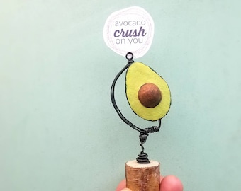 Paper Mache Keepsake, Miniature Avocado on Stand: Avocado Crush