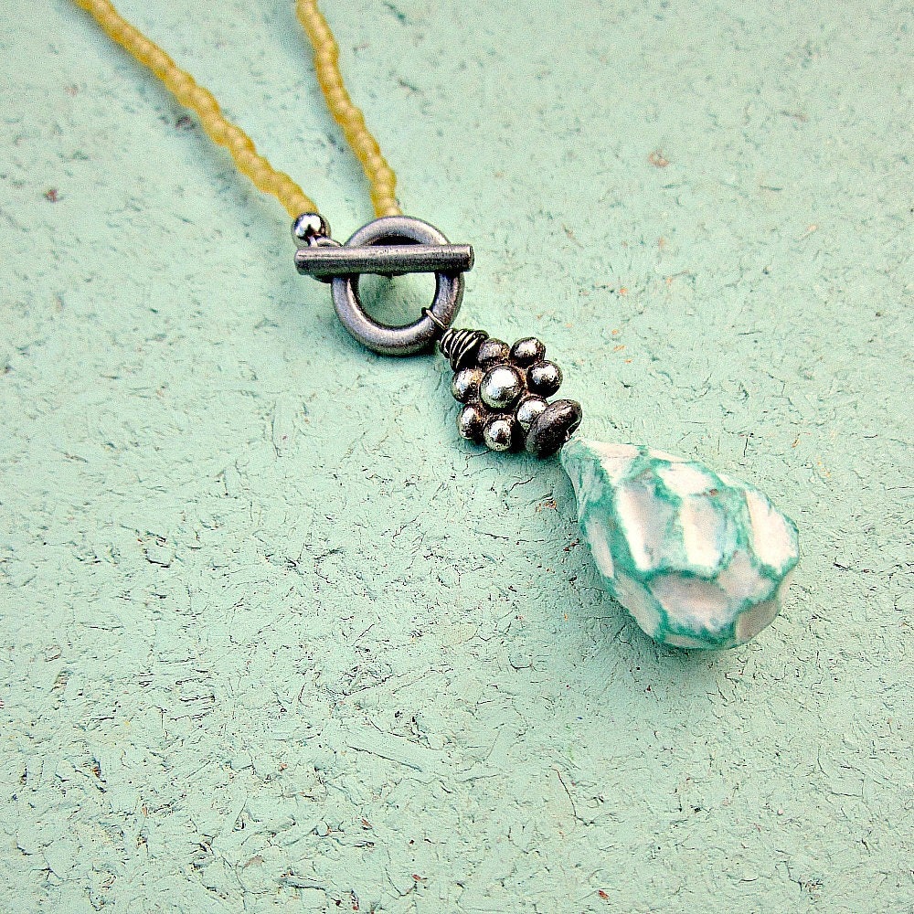 Necklace Beaded Front Closure with Salvaged Paper Pendant Etsy