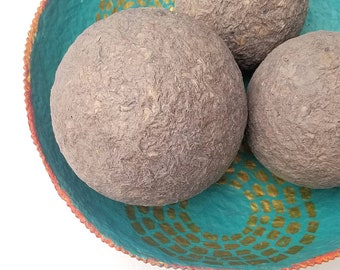 Paper Mache Accent Balls Set of Three Decorative Faux Stone Papier Mache Spheres in Mottled Gray MADE to ORDER