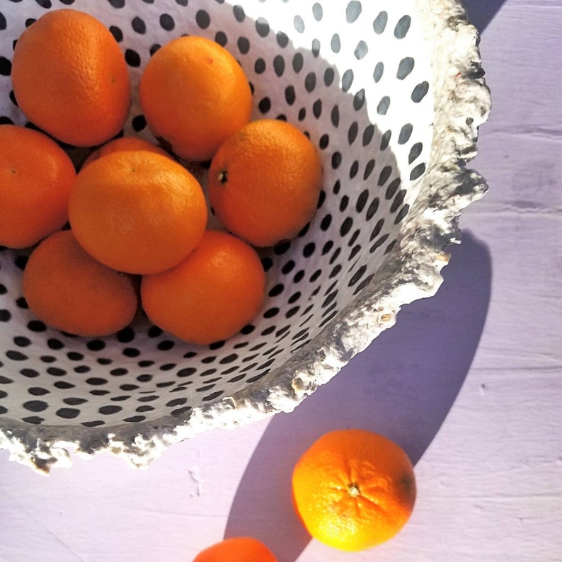 Polka Dot Rustic Paper Mache Fruit Bowl: Letty MADE to ORDER image 5