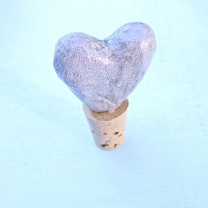 Bottle Stopper, Rustic Lavender Paper Mache Heart on Cork: Kimberlee image 1