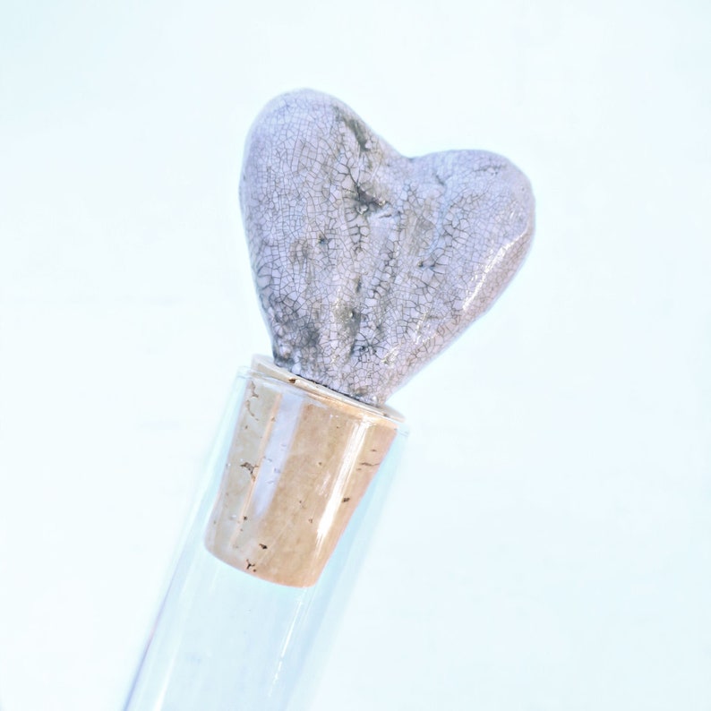 Bottle Stopper, Rustic Lavender Paper Mache Heart on Cork: Kimberlee image 3