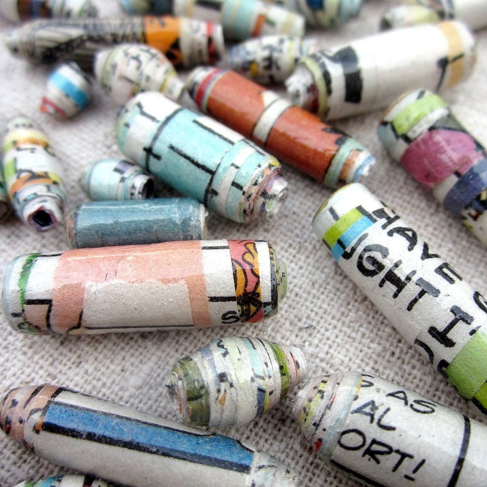 Paper Beads Recycled Paper Beads Limited Edition 30 Pcs Etsy