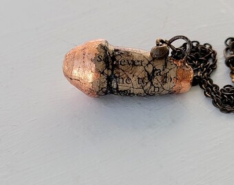 Rustic Brass Chain Necklace with Salvaged Paper Bead Vase Pendant: Saturn