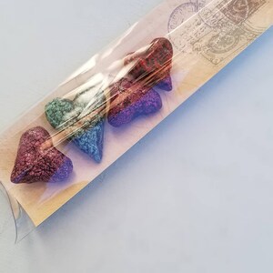 Paper Mache Heart Magnet Set, Collection of Four Crackle Finish Home and Office Accents: Terry image 9