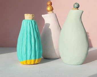 Miniature Paper Mache Wet Vase Series: Capri