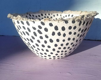 Polka Dot Rustic Paper Mache Fruit Bowl: Letty MADE to ORDER
