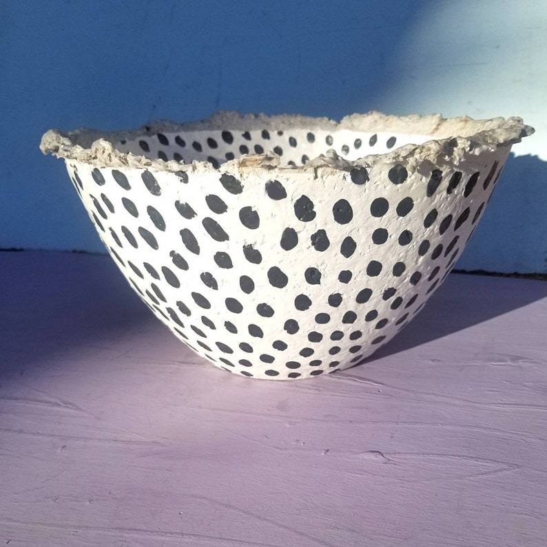 Polka Dot Rustic Paper Mache Fruit Bowl: Letty MADE to ORDER image 1