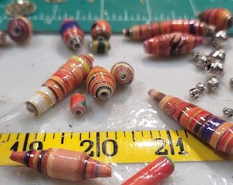 Paper Beads: Recycled Paper Beads Limited Edition 30 pcs, Whole Whirld Magazine Assortment MADE TO ORDER