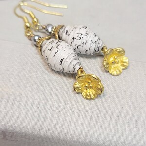Recycled Paper Beaded Dangle Earrings: Mia