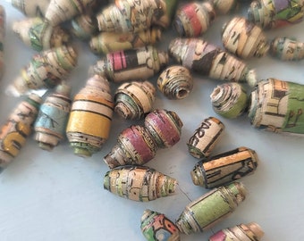 Paper Beads: Recycled Paper Beads Limited Edition 30 pcs, Whole Whirld Funnies Assortment MADE TO ORDER