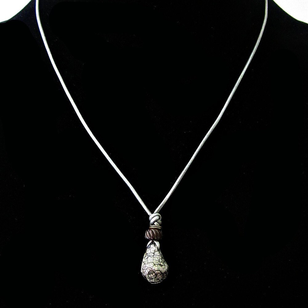 Ribbon Paper Mache Necklace in White