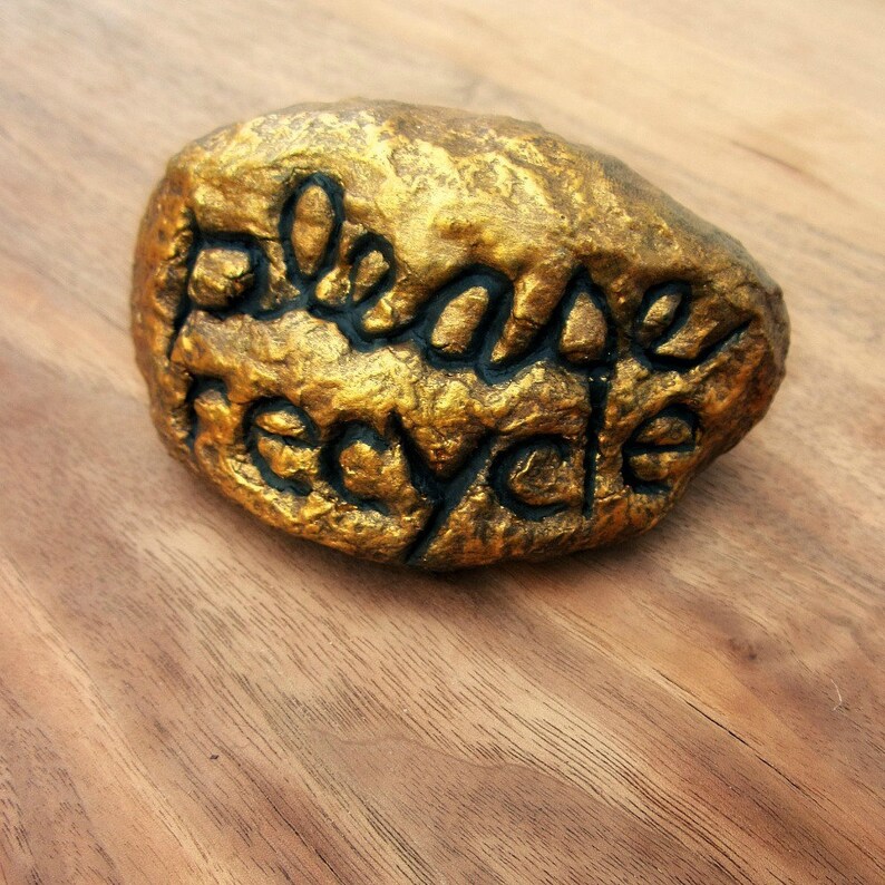 Paper Mache Rock Papier Mache With Words Sculpture PLEASE Etsy
