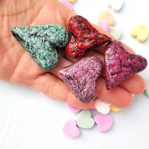 Paper Mache Heart Magnet Set, Collection of Four Crackle Finish Home and Office Accents: Terry image 5