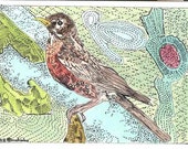 Robin in the Backyard ACEO print from Theodora