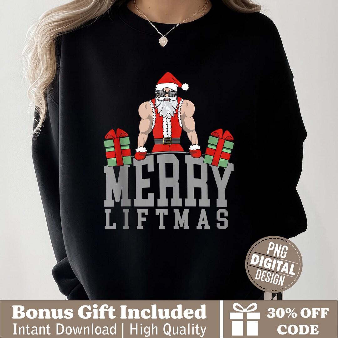 Merry Liftmas Png, Funny Gym Santa Shirt Design, Bodybuilder Christmas ...