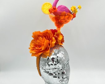 Flamingo Fascinator: Tropical Headband, Margarita and Flowers