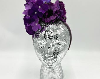 Pop of Purple Fascinator; Flowers on Lavender Headband