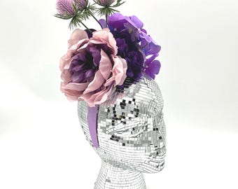 Purple Flower Crown: Hydrangea, Peonies, Ranunculus and Thistle