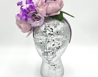 Purple Fascinator: Lavender Headband, Peonies with Mini Flowers