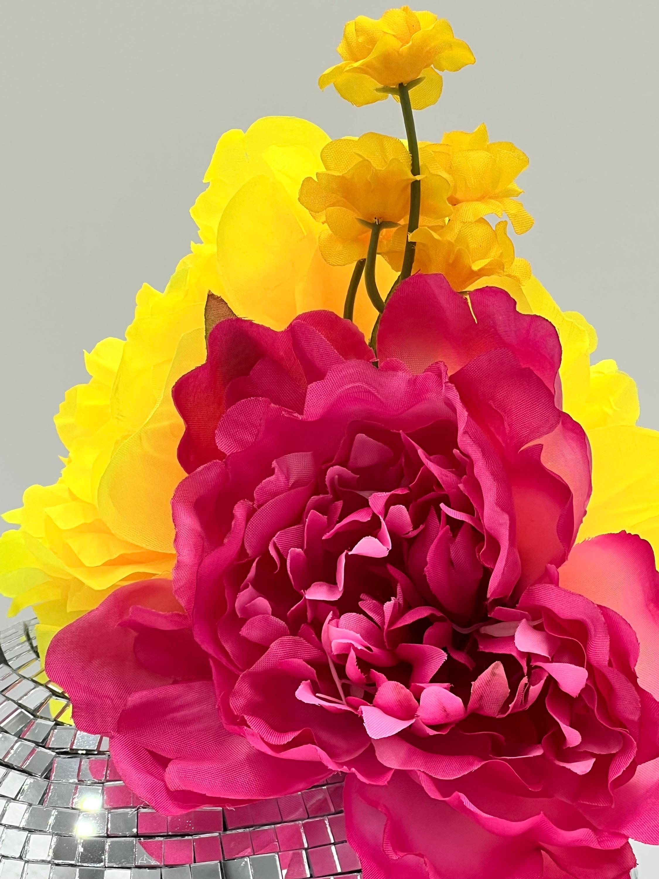 Yellow Peonye Feather Flower Fascinator Headband Yellow Faux Linen Feather Headband Fascinator main image 3