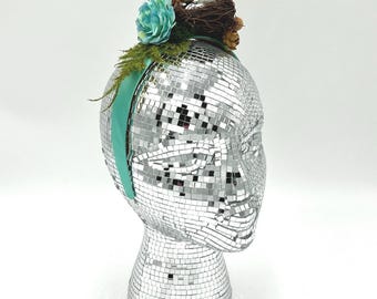 Bird Fascinator: Brown Bird, Nest, Eggs with Flowers