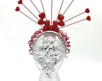 Red Heart Crown, Queen of Hearts, Heart Goddess Halo, Valientines Headband,