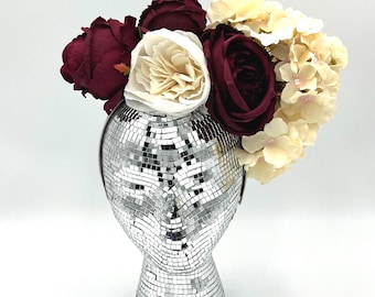 Wine Red Peony Headband: Cream Hydrangea & Silver Accessory