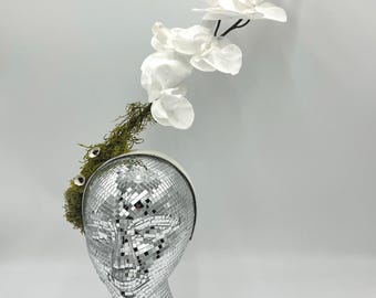 White Orchid Fascinator; Wedding Accessory, Bridal Wear