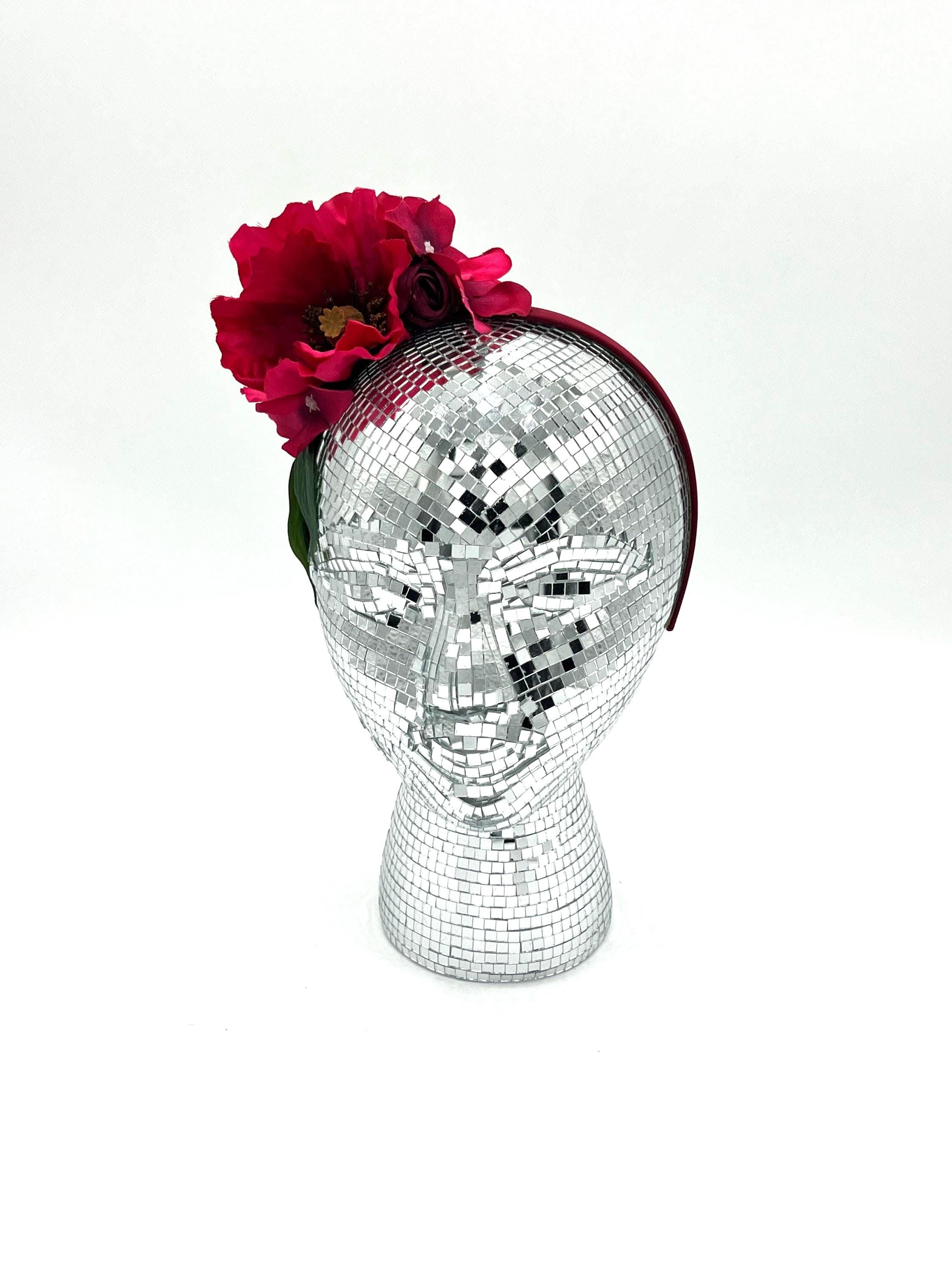 5568 Carnival Mardi Gras Lady Flower Fascinators Hat, Grosgrain Vintage Mardi Gras Fascinator - Etsy main image 3