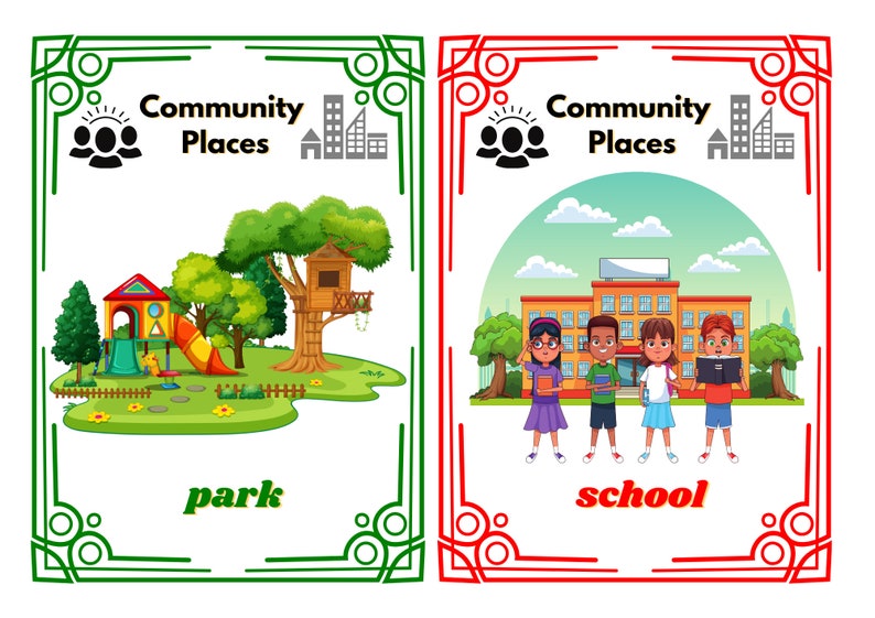Buy Community Places Flashcards EAL ESL Bulletin Board Ideas Wordwall