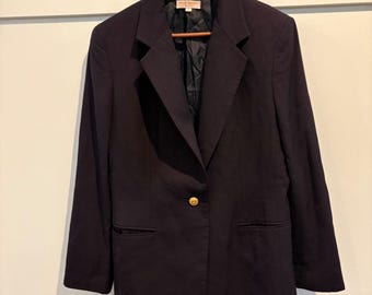Blazer vintage de los años 80 de Brooks Brothers para mujer, talla 10, azul marino, 100% lana, botones dorados.