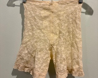 Braguitas de encaje vintage con liguero, encaje floral color crema, lencería Jolie Girl USA