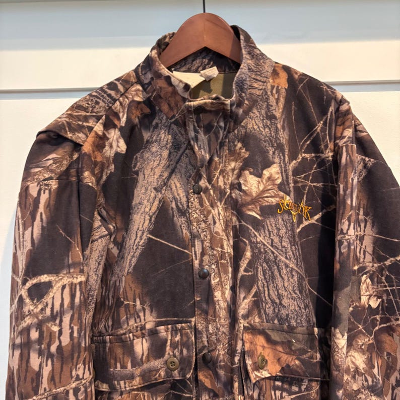 Chaqueta de caza vintage ScentLok para hombre, talla grande, camuflaje Mossy Oak, cremallera completa, botones a presión, bomber, fabricada en EE. UU. imagen 4