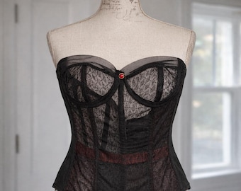 ヴィンテージ ワーナーズ メリー・ウィドウ ビスチェ レディース 32インチ (タグ38) ブラック レース シンチブラ コルセット