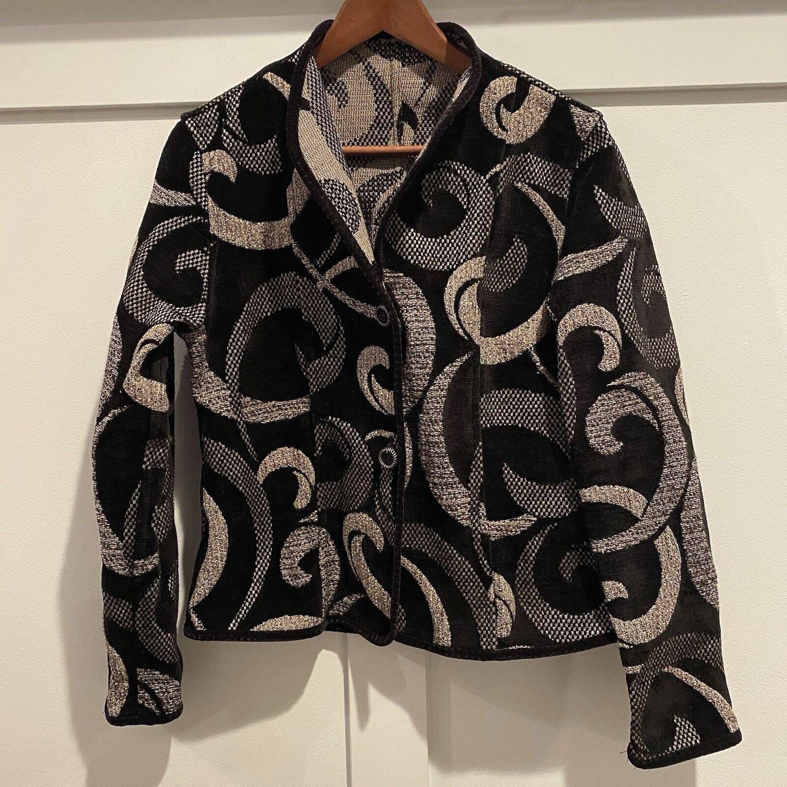 Khangura Jacket Women Small Black Gray Reversible USA Art to Wear  display picture 1