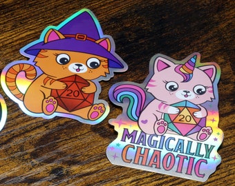 DnD Cat Stickers, Demon Cat, Unicorn Cat, Wizard Cat , Water Proof Stickers, Dungeons and Dragons, Role playing games, Vinyl Laptop Stickers